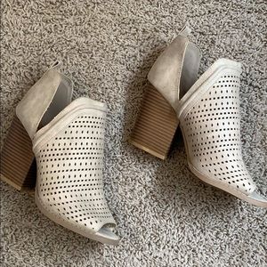 Tan Peep-toe Booties